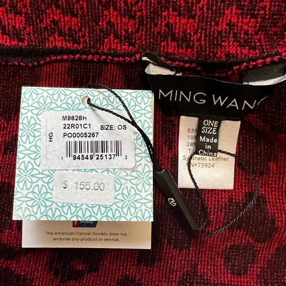 NWT Ming Wang Women's Poncho Sweater Red Mixed Print Wrap  One Size - Picture 11 of 11